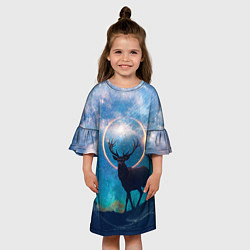 Платье клеш для девочки Мистический олень, цвет: 3D-принт — фото 2