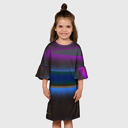Платье клеш для девочки Космос неон планета земля, цвет: 3D-принт — фото 2