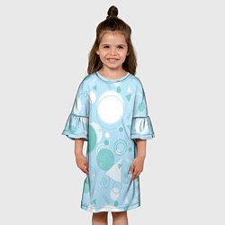 Платье клеш для девочки Голубой фон и узоры, цвет: 3D-принт — фото 2