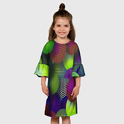 Платье клеш для девочки Трехмерные разноцветные шары, цвет: 3D-принт — фото 2
