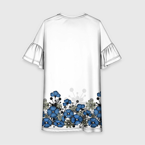 Детское платье Синий цветочный узор -кайма / 3D-принт – фото 2