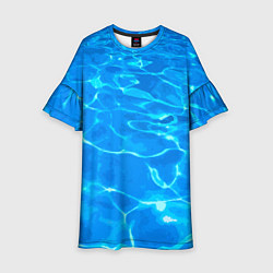 Платье клеш для девочки Абстрактные волны бассейна - текстура, цвет: 3D-принт