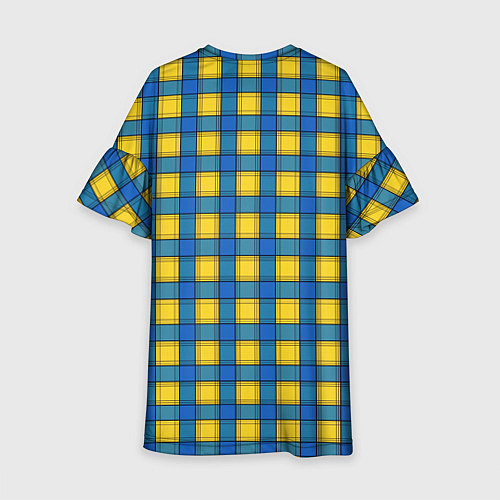 Детское платье Желтый с синим клетчатый модный узор / 3D-принт – фото 2