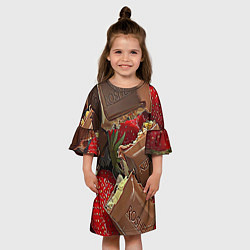 Платье клеш для девочки Клубника и шоколад Рошен, цвет: 3D-принт — фото 2