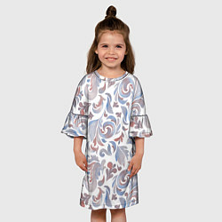 Платье клеш для девочки Голубой узор винтаж, цвет: 3D-принт — фото 2