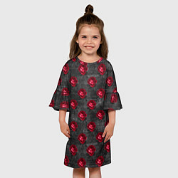Платье клеш для девочки Красные бутоны цветов, цвет: 3D-принт — фото 2