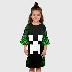 Платье клеш для девочки Лицо Крипера - Майнкрафт, цвет: 3D-принт — фото 2