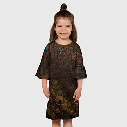 Платье клеш для девочки Абстрактный песок из золота, цвет: 3D-принт — фото 2