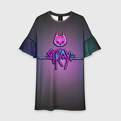 Платье клеш для девочки Stray logo neon, цвет: 3D-принт