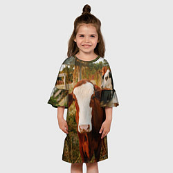 Платье клеш для девочки Милая коровка, цвет: 3D-принт — фото 2