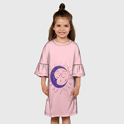 Платье клеш для девочки Спящие солнце и месяц в стиле модерн, цвет: 3D-принт — фото 2