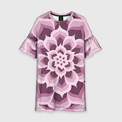 Платье клеш для девочки Цветочный узор в розовых тонах, цвет: 3D-принт