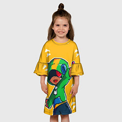 Платье клеш для девочки Пиксельный Леон из Бравл Старс, цвет: 3D-принт — фото 2