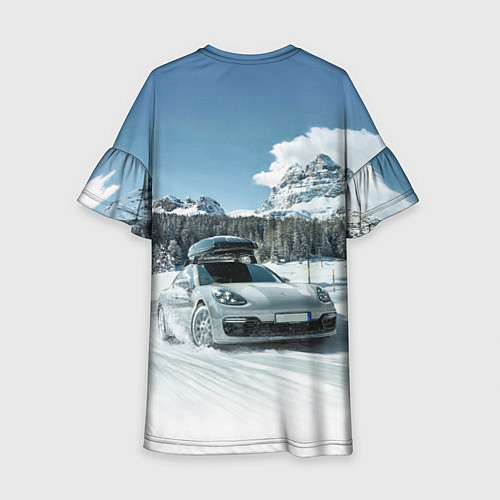 Детское платье Porsche on a mountain winter road / 3D-принт – фото 2