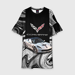 Платье клеш для девочки Chevrolet Corvette - Motorsport - Racing team, цвет: 3D-принт