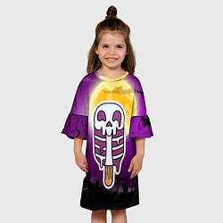 Платье клеш для девочки Мороженое - скелет, цвет: 3D-принт — фото 2