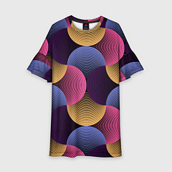 Платье клеш для девочки Абстрактные полосы - оптическая иллюзия, цвет: 3D-принт