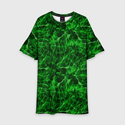 Платье клеш для девочки Зелёный лёд - текстура, цвет: 3D-принт