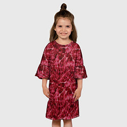 Платье клеш для девочки Красный лёд - текстура, цвет: 3D-принт — фото 2
