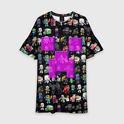 Платье клеш для девочки Minecraft: characters and logo, цвет: 3D-принт