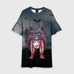 Платье клеш для девочки Девушка в скальпеле волка, цвет: 3D-принт