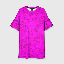 Платье клеш для девочки Розовый яркий неоновый узор с мраморной текстурой, цвет: 3D-принт