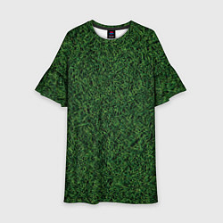 Платье клеш для девочки Зеленая камуфляжная трава, цвет: 3D-принт