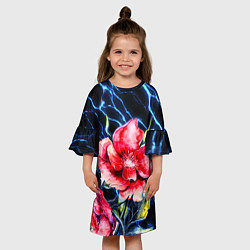 Платье клеш для девочки Пион, цвет: 3D-принт — фото 2