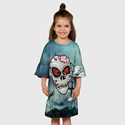 Платье клеш для девочки Череп зомби, цвет: 3D-принт — фото 2