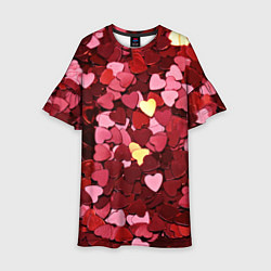 Платье клеш для девочки Куча разноцветных сердечек, цвет: 3D-принт