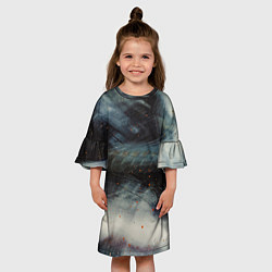 Платье клеш для девочки Туман и тьма в абстракции, цвет: 3D-принт — фото 2