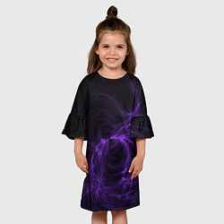Платье клеш для девочки Сиреневая абстракция из звуковых волн, цвет: 3D-принт — фото 2