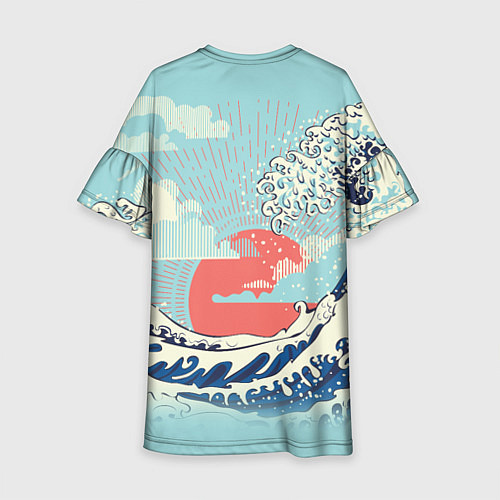Детское платье Морской пейзаж с большими волнами на закате / 3D-принт – фото 2