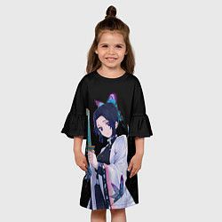 Платье клеш для девочки Шинобу Кочо с клинком - demon slayer, цвет: 3D-принт — фото 2
