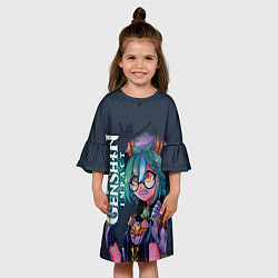 Платье клеш для девочки Сахароза из Геншин, цвет: 3D-принт — фото 2