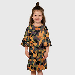 Платье клеш для девочки Камуфляж осенний лес, цвет: 3D-принт — фото 2