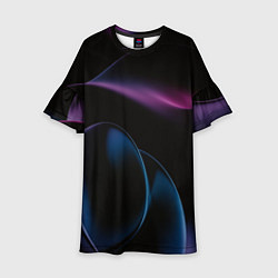 Платье клеш для девочки Абстрактные фиолетовые волны, цвет: 3D-принт
