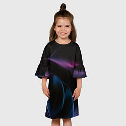 Платье клеш для девочки Абстрактные фиолетовые волны, цвет: 3D-принт — фото 2