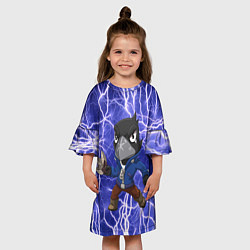 Платье клеш для девочки Кроу из Бравл Старс и молнии, цвет: 3D-принт — фото 2