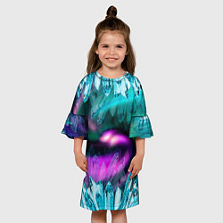 Платье клеш для девочки Кристаллы и северное сияние, цвет: 3D-принт — фото 2