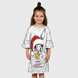 Платье клеш для девочки Rabbit with cookies, merry Christmas, цвет: 3D-принт — фото 2