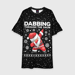 Платье клеш для девочки Santa dabbing, through the snow, цвет: 3D-принт