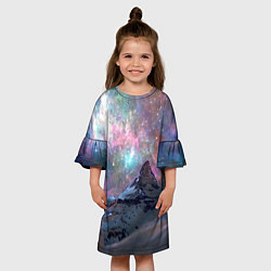 Платье клеш для девочки Снежная вершина и бесконечное космическое простран, цвет: 3D-принт — фото 2