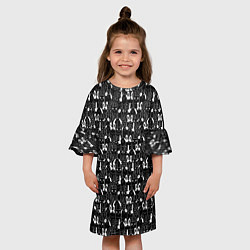 Платье клеш для девочки Кролики черно-белые, цвет: 3D-принт — фото 2