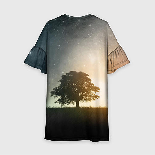 Детское платье Раскидистое дерево на фоне звёздного неба / 3D-принт – фото 2