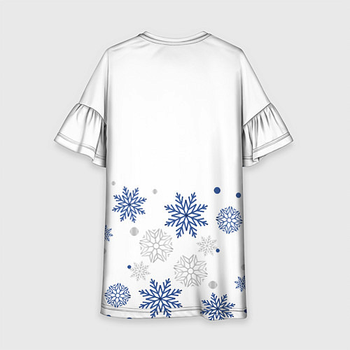 Детское платье Новогодние Снежинки - Белый / 3D-принт – фото 2