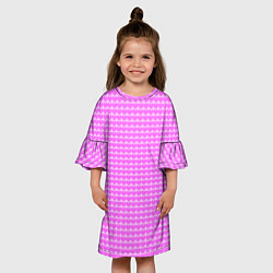 Платье клеш для девочки Много сердец розовое, цвет: 3D-принт — фото 2