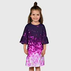 Платье клеш для девочки Розовые блёстки на тёмном фоне, цвет: 3D-принт — фото 2