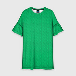 Платье клеш для девочки Зеленый вязаный свитер, цвет: 3D-принт