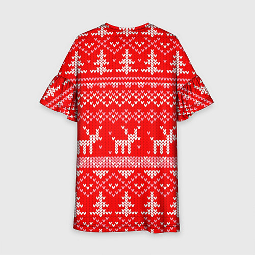Детское платье Рождественский красный свитер с оленями / 3D-принт – фото 2